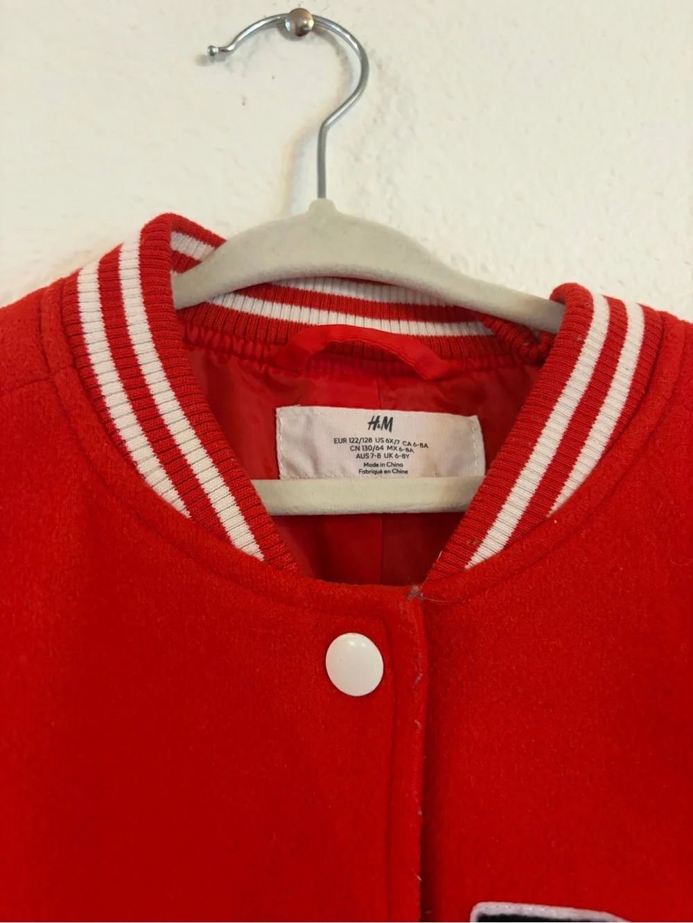 H&M Red NYC varsity jacket size 6/7 years